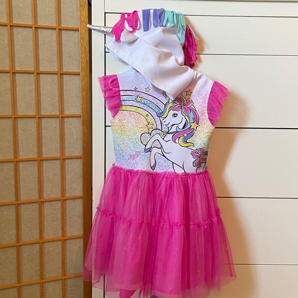 Nickelodeon Jo Jo Siwa Pink Unicorn Dress with Hood Kids 6